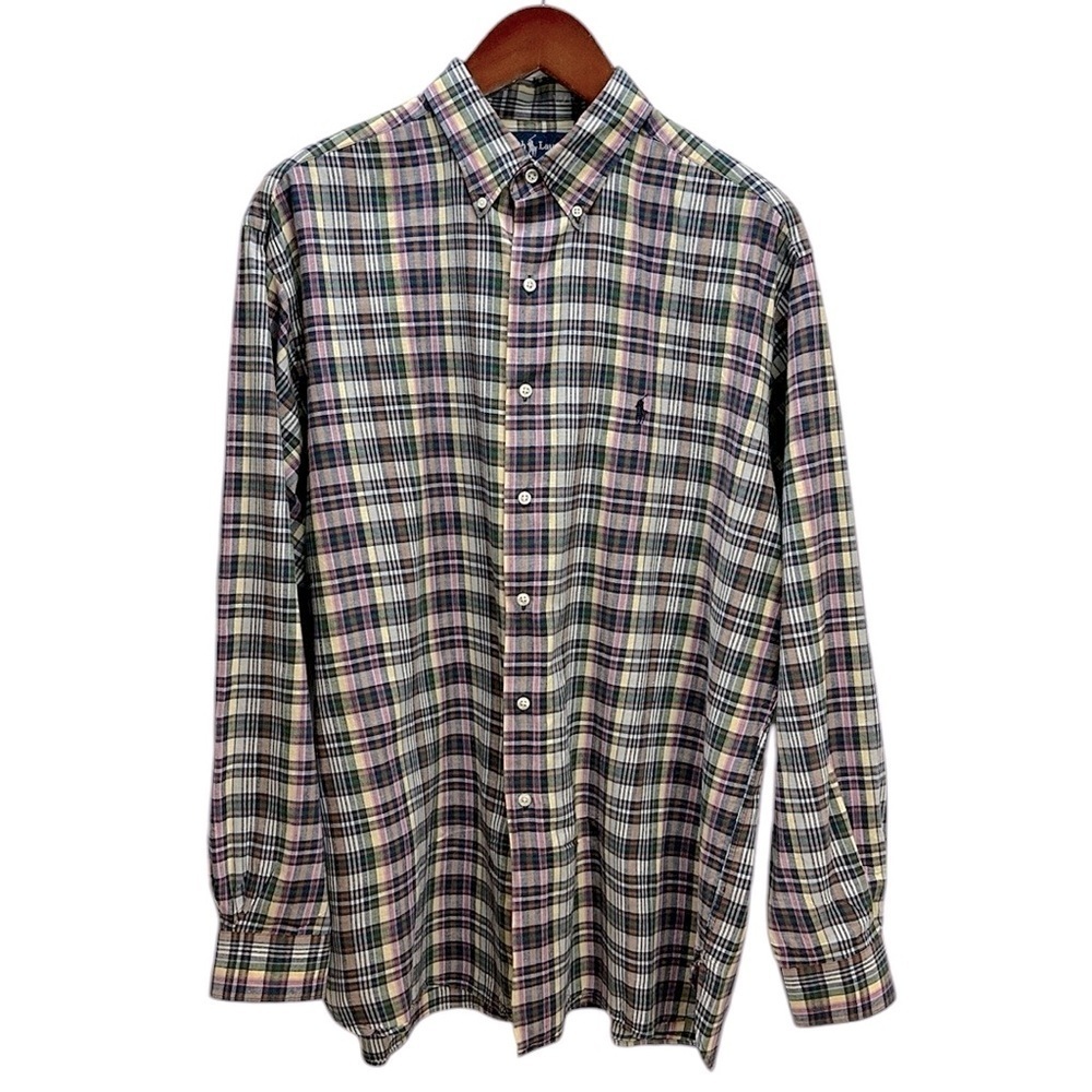Ralph Lauren‎ McMeel Cotton Button Up Plaid Shirt XL Long Sleeves Multicolor